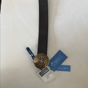 Vera Wang Women’s Brown Leather Belt with Gold Buckle